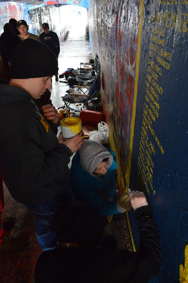Students who were attempting to join the Arnold Air Society went through initiation which included a mural in the free expression tunnel.