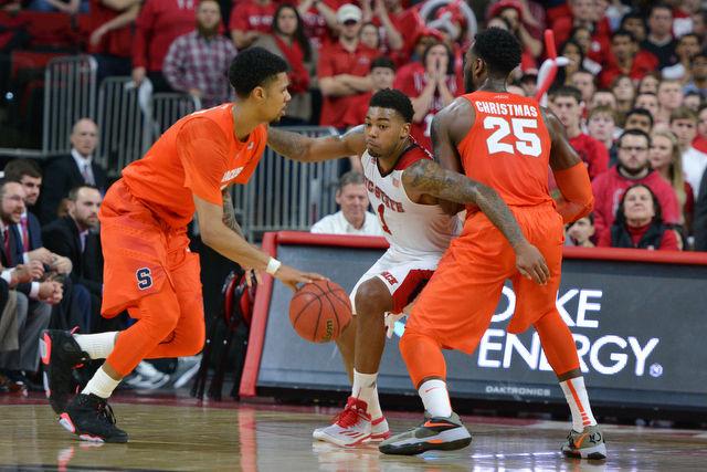The N.C. State men's basketball team defeated the Syracuse Orange Saturday, March 7, 2015 at PNC Arena 71-57. With the win against the Orange the Wolfpack clenched a number 7 seed in the ACC tournament.