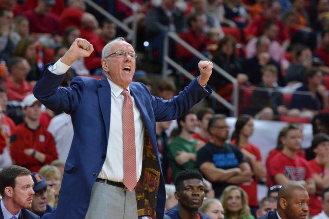 The N.C. State men's basketball team defeated the Syracuse Orange Saturday, March 7, 2015 at PNC Arena 71-57. With the win against the Orange the Wolfpack clenched a number 7 seed in the ACC tournament.