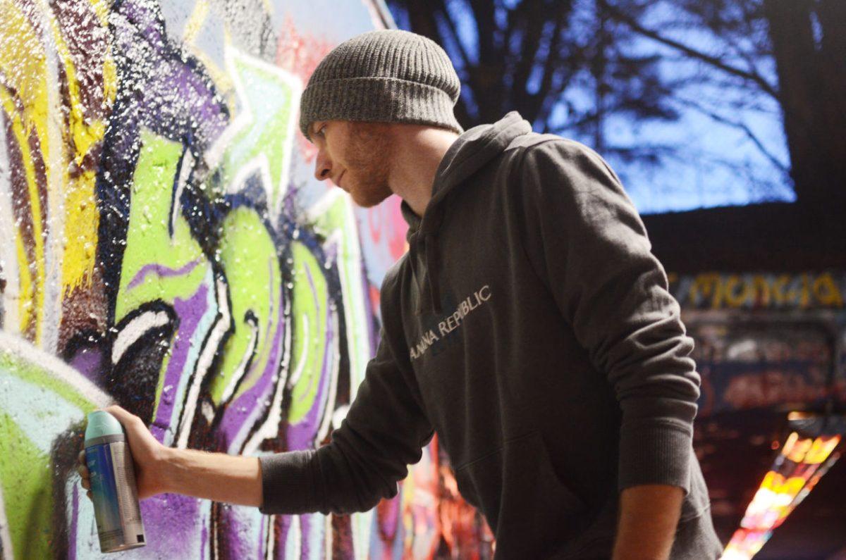 Kyle Stephenson, a local graffiti artist attending the Art Institute, works on a project in the Free Expression Tunnel. Stephenson says of his art, "Street art has always had a bad name. More often than not they call it vandalism...the Free Expression Tunnel means I can be me without judgement and a guilty conscience. It's my oasis." The Free Expression Tunnel has always been a place of creativity, but we sometimes forget that it isn't only for NC State students. It is a testament to the iconic status the Tunnel has reached here in Raleigh that even those not a part of the NC State community have contributed to the art adorning its walls.