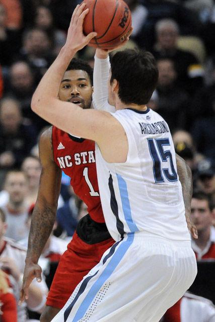 N.C. State defeats 1 seed Villanova in the third round of the NCAA Men's Basketball Tournament in Pittsburgh, PA Saturday, Mar. 21, 2015. The Wolfpack will face the winner of Louisville vs Northern Iowa in their Sweet Sixteen matchup in Syracuse, NY.