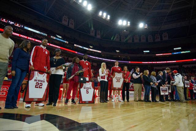 The N.C. State men's basketball team defeated the Syracuse Orange Saturday, March 7, 2015 at PNC Arena 71-57. With the win against the Orange the Wolfpack clenched a number 7 seed in the ACC tournament.