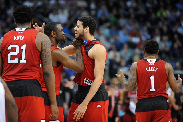 N.C. State defeats 1 seed Villanova in the third round of the NCAA Men's Basketball Tournament in Pittsburgh, PA Saturday, Mar. 21, 2015. The Wolfpack will face the winner of Louisville vs Northern Iowa in their Sweet Sixteen matchup in Syracuse, NY.