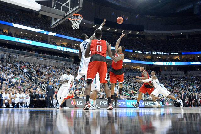 N.C. State defeats 1 seed Villanova in the third round of the NCAA Men's Basketball Tournament in Pittsburgh, PA Saturday, Mar. 21, 2015. The Wolfpack will face the winner of Louisville vs Northern Iowa in their Sweet Sixteen matchup in Syracuse, NY.