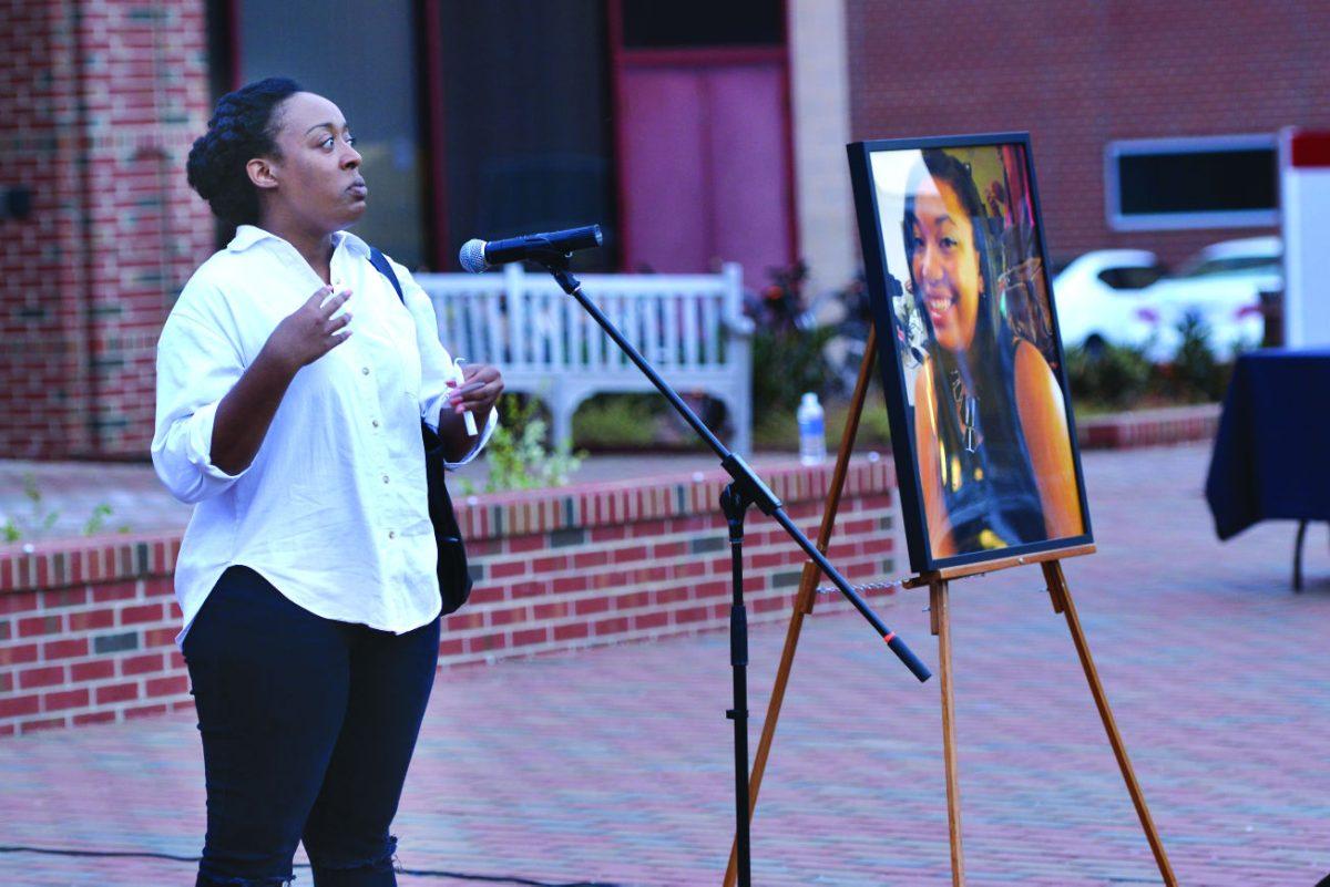 K'Ehleyr Merita, a friend of Olivia and a former student of NC State shared her fond memories of Olivia Spurlock at the candellight vigil held in Harris field on Monday evening. Olivia was a sophomore in mechanical engineering and one of the RA's of Sullivan.