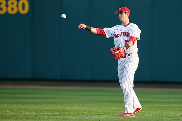 Senior infielder Jake Armstrong fields a ball to second preventing a double. Armstrong had one hit, one run and two runners batted in during the 14-0 annihilation of the Elon at Doak Field March 24.