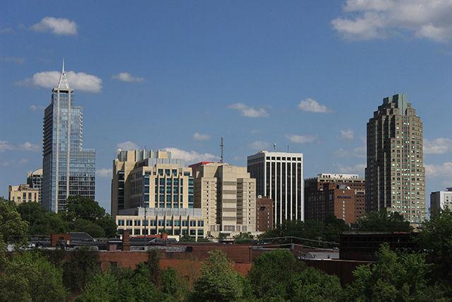 A morning view of Raleigh's skyline from the Boylan Bridge on April 21.
