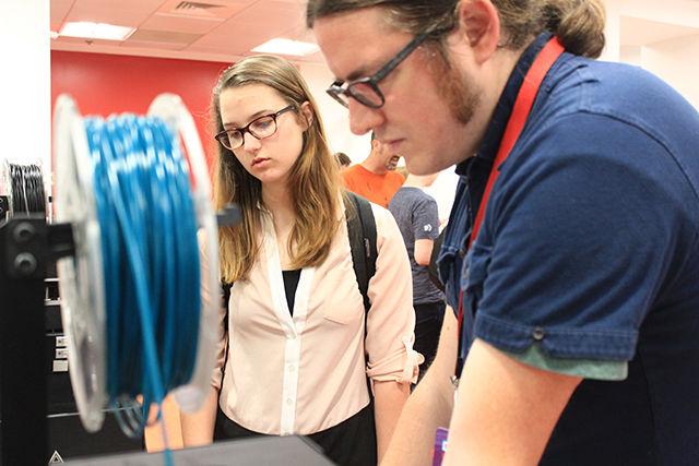 The D.H. Hill Library Makerspace is now open! This space focuses on introducing students and faculty to new technology of making things using 3D printers, 3D scanning, electronics prototyping, laser cutting and other Maker tools in a creative and collaborative environment. Unlike Hunt library where 3D printing is a service, the Makerspace at DHL allows students to work with 3D printers themselves. The large size of the room also allows it to be used as a teaching space and for conducting workshops.