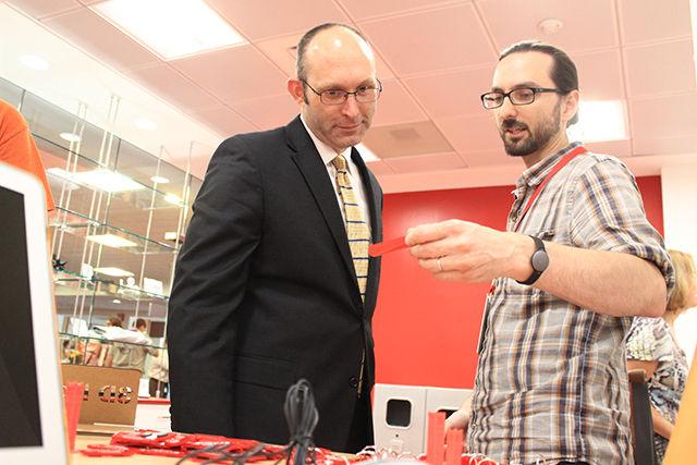 The D.H. Hill Library Makerspace is now open! This space focuses on introducing students and faculty to new technology of making things using 3D printers, 3D scanning, electronics prototyping, laser cutting and other Maker tools in a creative and collaborative environment. Unlike Hunt library where 3D printing is a service, the Makerspace at DHL allows students to work with 3D printers themselves. The large size of the room also allows it to be used as a teaching space and for conducting workshops.