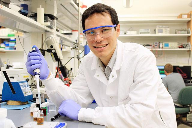 Alexander Richter, a Ph.D. student studying Chemical and biomolecular engineering works on sythesis of Environmentally-benign Nanoparticles. He won a $15000 Lemelson-MIT student prize to work on improving Agricultural pest control that could strengthen the global food supply. Richter, working with Dr. Orlin Velev won in the "Eat it" category for technology based inventions that can improve agriculture.