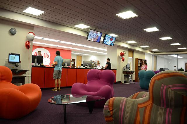 DH Hill library is located on main campus next to the Atrium. It offers a maker's space with 3D printers, computers, printers, technology to borrow, and plenty of space to study. Located near the main enterance the coffee shop Hill of Beans and in the West Wing is N.C. State's Howling Cow Creamery.