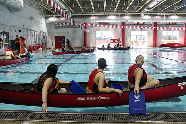 Final Round of Pool Battleship starts as teams take their position. Pool Battleship was organized as a part of Intramural Sports at Casey Aquatic Centre on Saturday, July 25,2015.