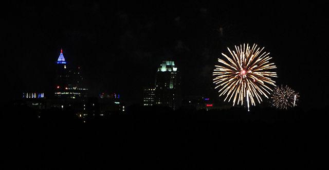 The spectacular fireworks show that every year takes place Downtown Raleigh to celebrate Fourth of July was enjoyed by many from Lonnie Pool Golf Course at NC State. The fireworks painted the town in different colors.