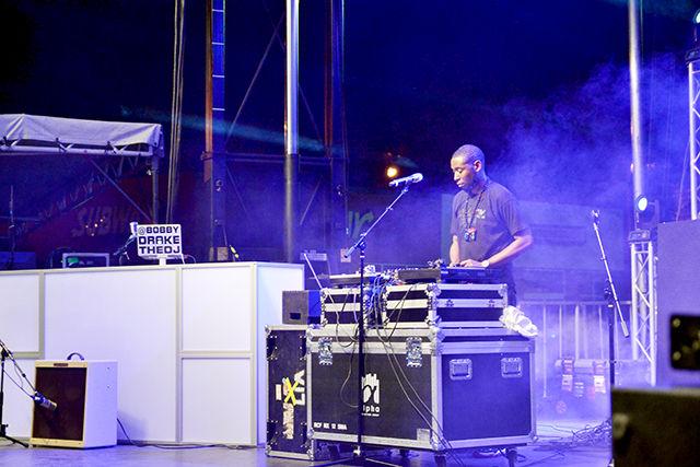 9th Wonder DJs during Rapsody's performance at the concert during Packapalooza. The concert capped off the end of Packapalooza which was held on Hillsborough Street, Saturday.