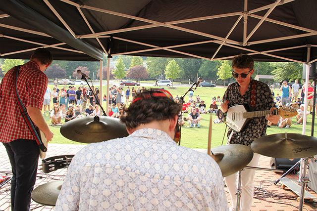 Echo Courts performs at the WKNC Concert on the lawn at Harris Field August 17. This was the first concert of the WKNC Concert series for the 2015-2016 school year. Ghostt Bllond also performed at the concert.
