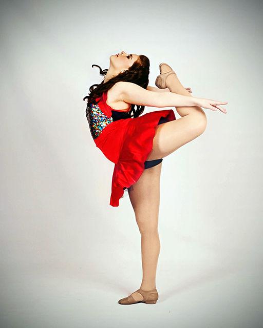 Jenna Auton dances with the tights Matthews created.