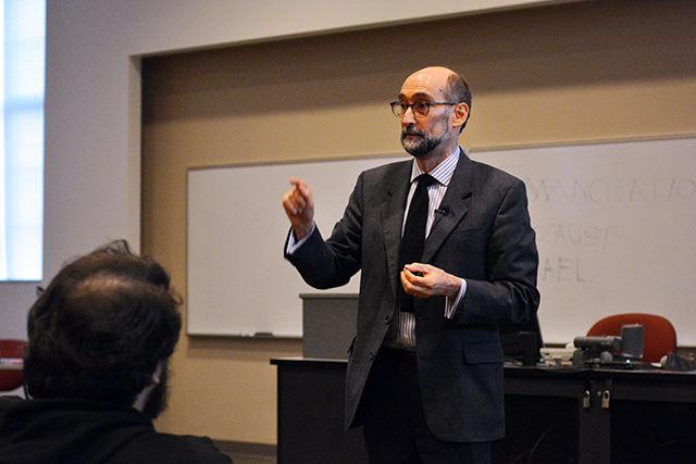 David J Sorkin, a professor of history at Yale University, discuses the Jewish identity in the twentieth century and its gradual transformation through history, in Withers Hall on August 31,2015. David J Sorkin main field of interest is the evaluation of the Jewish subculture within the vast european history. He has been a recipient to many national and international grants from organizations like the British Academy ,the National Endowment for the Hmanities and the John Simon Guggenheim Memorial Foundation.