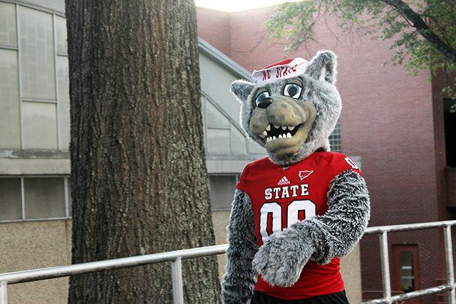 A student trying out for the role of Mr. Wuf leaves Carmichael Gym to be tested on his ability to interact with fans. Mascot tryouts were held on September 8th, 2015.