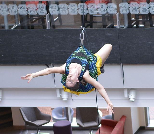 Bandapoola performs from the 3rd floor of Talley Student Union. This performer with two others danced for the Talley Student Union's Grande Opening on Sept. 9th.