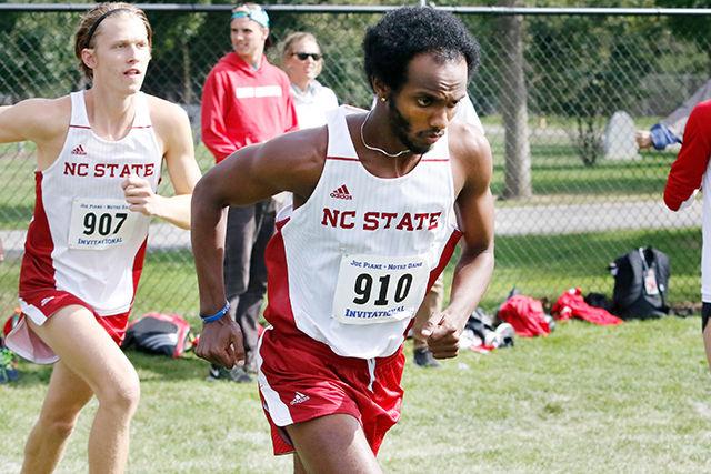 Redshirt senior Meron Simon races at the Notre Dame Invitational Oct. 2. Simon placed first for the Wolfpack cross country team at the event. The Seattle native came to NC State after graduating from the University of Washington earlier this year.