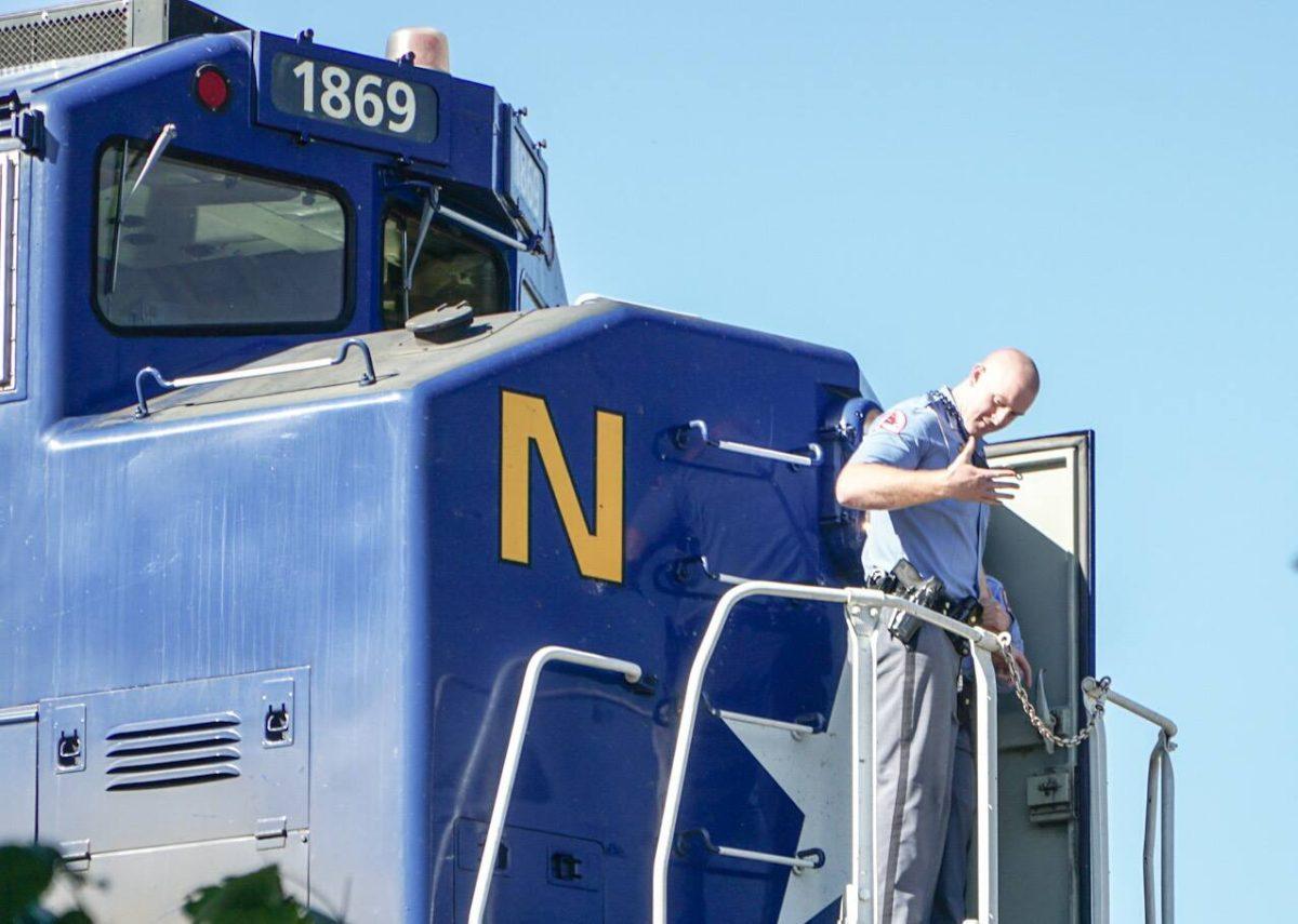 A pedestrian was struck by a passanger Amtrak train on a section of track that is behind 621 Motor Pool Street, near Sullivan Hall.&#160;