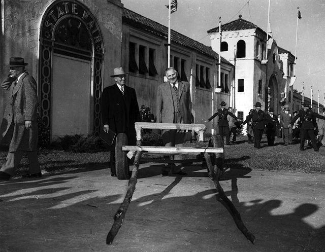 President Harry S. Truman, who served from 1945 to 1953, with NC Gov. R. Gregg, visiting the N.C. State Fairgrounds.&#160;