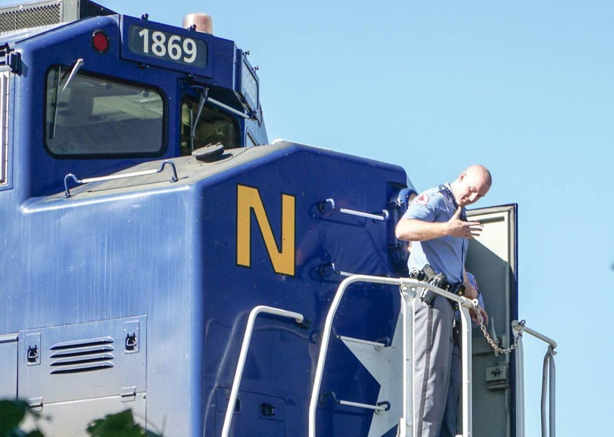 A pedestrian was struck by a passanger Amtrak train on a section of track that is behind 621 Motor Pool Street, near Sullivan Hall.&#160;