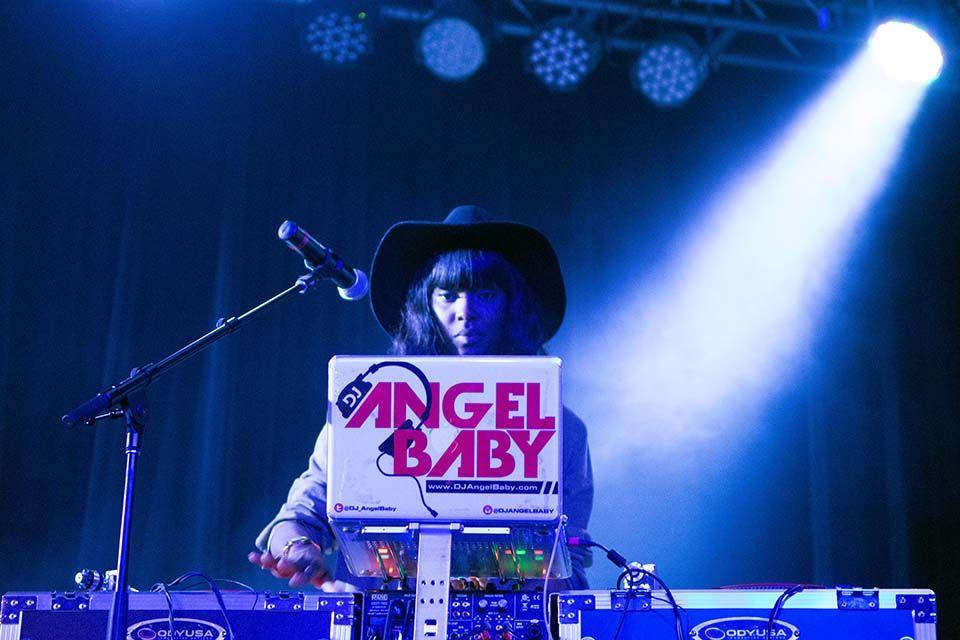 DJ Angel Baby, the opening act for Ty Dolla $ign, mixes a set live at the UAB After Show at the Ritz in Raleigh on 11/6.