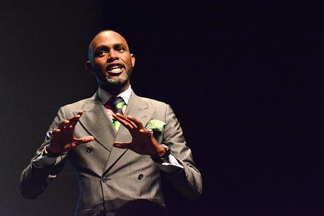Derreck Kayongo, winner of the 2011 CNN Hero of the Year Award, speaks at a Goodnight Scholars sponsored event about The Global Soap Project in the Stewart Theatre of Talley Student Union on Monday, November 2. Kayongo, who came to The United States as a refugee from Uganda, started The Global Soap Project when he learned that about 8 million bars of soap are thrown away by hotels across the US every year. Through his nonprofit organization, soap that is normally thrown out by hotels is collected, cleaned, remolded, and sent out to needy countries around the world.
