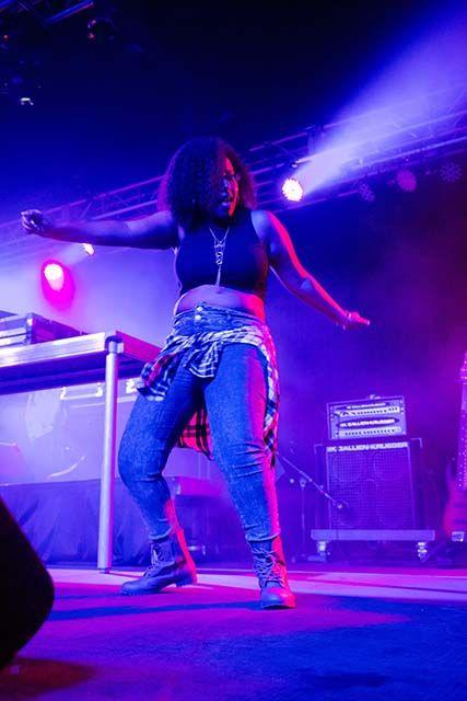 Hildana Haileyesus "hits the quan" onstage at the Ritz in Raleigh. Haileyesus was invited onstage to dance before the main act of the UAB After Show.