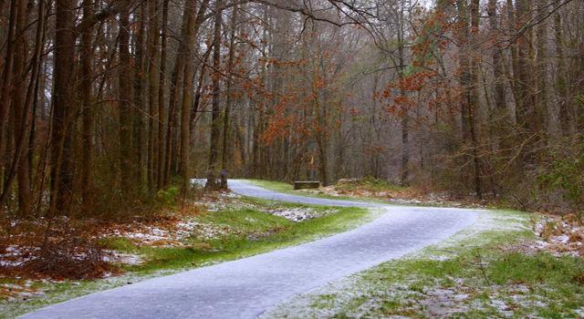 The path around Lake Raleigh was also covered with snow during the short period of time that we had snowfall on Jan 22.