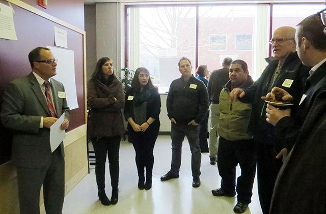 Mark Minor, assistant vice chancellor for Marketing and Creative Strategies, leads a group of potential Working Group members in a discussion of ways to improve NC State's communication of sustainability advancements Wednesday in the Washington Sankofa Room of Witherspoon Student Center. &#160;
