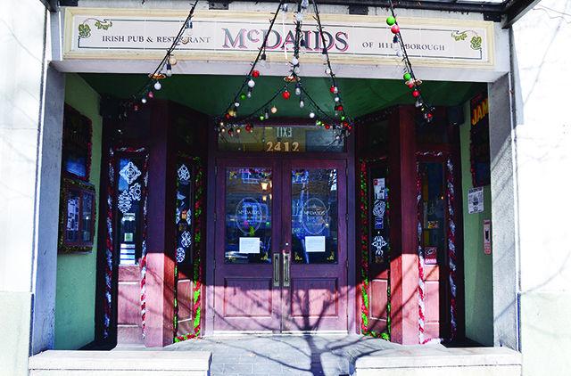 McDaid's Irish Pub on Hillsborough Street closed on Friday, Jan. 1 after being open for less than three years as a result of not enough business. The sign in the window reads, "We are sad to leave, but at least our tears are made of whiskey.&#8221;