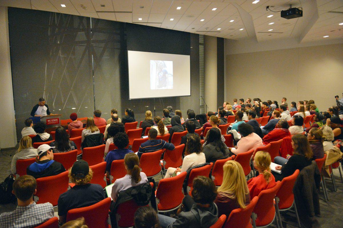 Dr. Ravi Perry speaks about the intersection of the #blacklivesmatter and #translivesmatter movements at the Social Justice January lecture in Talley Student Union on Wednesday, Jan. 27th. Perry was passionate about the issues at hand, saying, "One thing I know for sure is that we will have to all together collectively, rise, resist, and repeat," when speaking about taking a stand against inequality. On Thursday, Jan. 28th, at 4:30 P.M., Dr. Perry will be hosting an open social justice workshop in Witherspoon Student Center in which he will continue the discussion about social justice in a more interactive fashion.