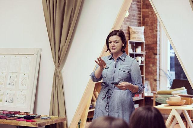 Kelly Kye gave a workshop while she was a graduate student at NC State. Kye started quilting 12 years ago and has been surrounded by the art form from birth.