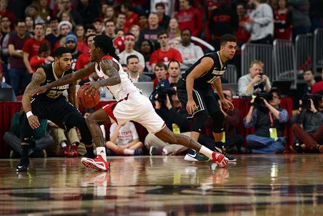 Junior Guard Anthony "Cat" Barber attempts to get by Sophmore guard Rondale Watson for drive towards the basket. In the game this Saurday, Feb. 13th, at PNC Arena against Wake Forest, Barber scored a total of 38 points, beating his personal record of 37 points.