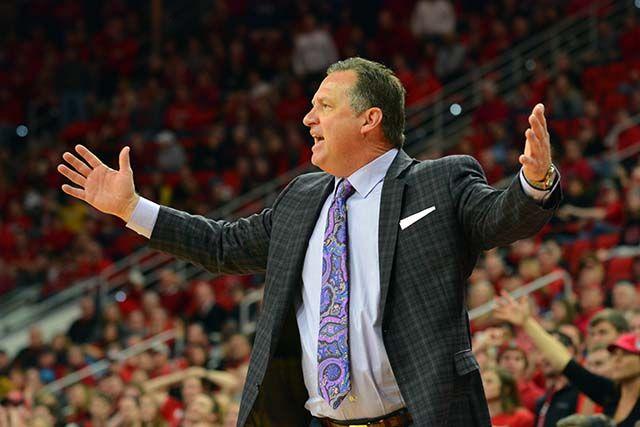 Coach Gottfried yells at the referees after what he believes is a bad call during the basketball game versus Wake Forest on Saturday, Feb 13, 2016.