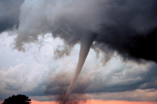 National Severe Storms Laboratory captures a photo of a tornado circulating around Anadarko, Oklahoma in 1999. The NC State research team, Convective Storms Group headed by Matthew Parker, a professor in the Department of Marine, Earth and Atmospheric Sciences is planning a field observation with the NSSL.