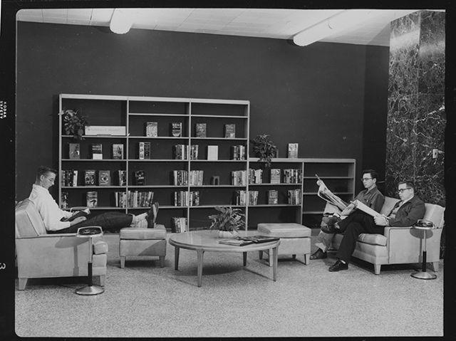 1954. Students read in the newly constructed D.H. Hill Library which consisted of what is now the East Wing.