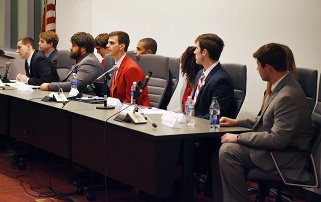 All the candidates running for Student Body President and Student Body Vice President take questions from the staff of Student Media on Feb 25, 2016 in the Student Governance Chamber.