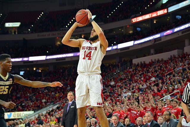 Sophomore guard Caleb Martin scores points for the Wolfpack during the second half of the basketball game versus Wake Forest on Saturday, Feb. 13, 2016. Martin played for 35 minutes and scored 18 of the team's 99 points. NC State won 99 to 88.