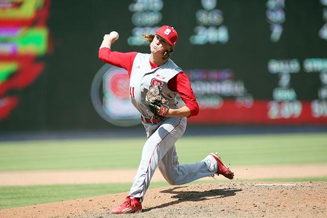 Sophomore pitcher Joe O'Donnell pitches for an inning during the ACC Championship game against Florida State University. Though the Wolfpack fought hard to get the championship game, it fell short in the 6-2 loss May 24 at the Durham Bulls Athletic Park.