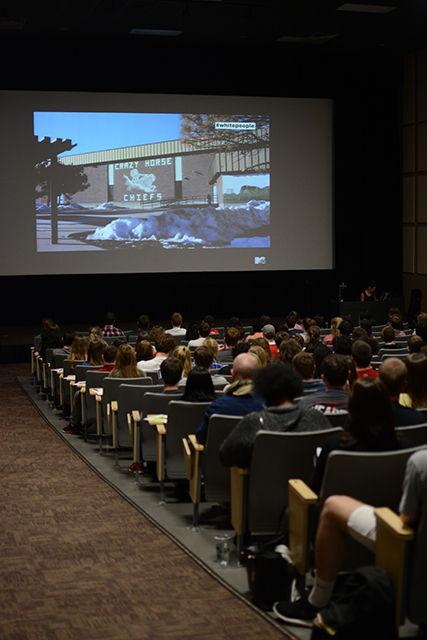 Students gather in Witherspoon Cinema to watch the MTV documentary "White People", which discusses racial issues in society, on February 29, 2016. Following the showing of the documentary, the attending students engaged in their own race-based discussion.
