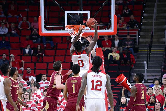 Forward Abdul-Malik Abu goes up for a layup during the first half of NC State's basketball game versus Boston College March 2. Abu scored the game's first 11 points.