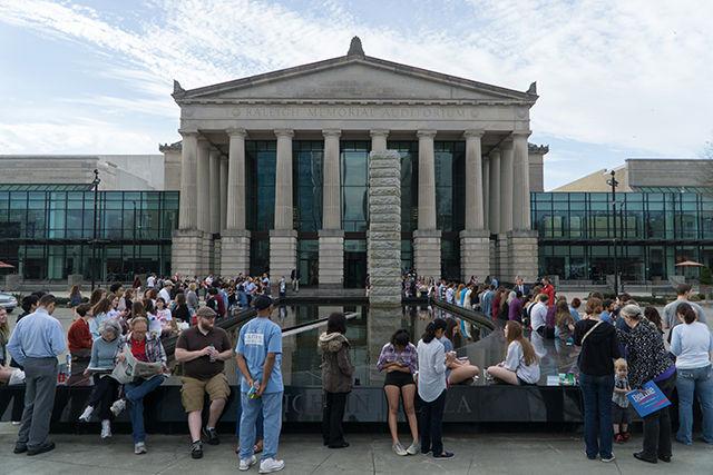 Supporters line up outside the Raleigh Memorial Auditorium before the Bernie Sanders rally March 11. The enthusiastic crowd started lining up as early as 7 a.m. to hear the senator speak in Raleigh.