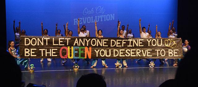 Queen City Ishaare finishes their dance routine with this poster at Oak City Revolution, a Bollywood dance competition hosted by Ektaa. The money raised from this event is for benefitting Pratham USA and Teaching for Tomorrow. The event took place in Stewart Theatre on April 2, 2016.