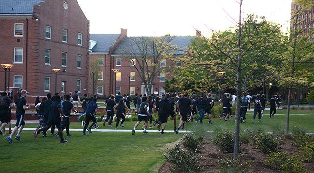 "Humans" begin Survive Raleigh as they run for checkpoints at the beginning of the event Saturday. Survive Raleigh was a zombie apocalypse themed run where participants had to reach four checkpoints around campus and &#8220;survive&#8221; until the end of the event.