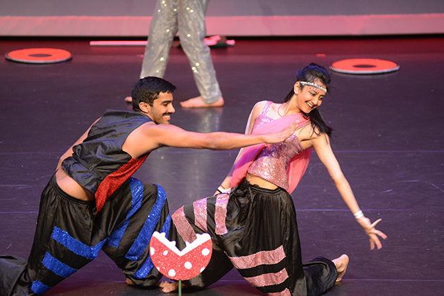 Members of the University of North Carolina at Chapel Hill's Chalkaa dance team perform in Oak City Revolution, a Bollywood Fusion dance competition held in Stewart Theatre at Talley Student Union on Saturday, April 2nd. UNC Chalkaa took home second place in the competition.