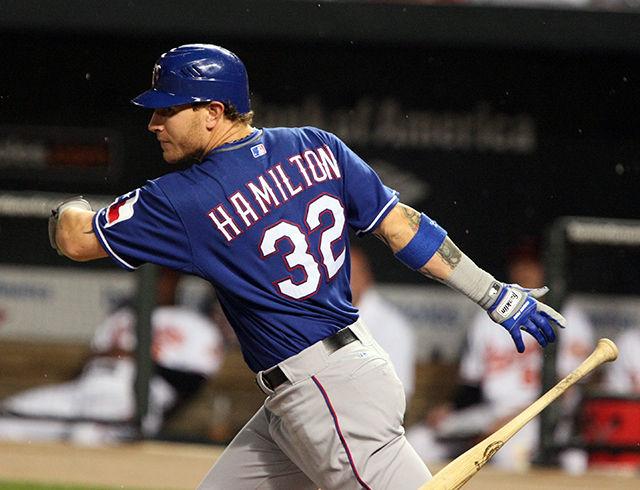 Josh Hamilton in a game for the Texas Rangers. Hamilton grew up in Raleigh and went to Athens Dive High School. &#160;