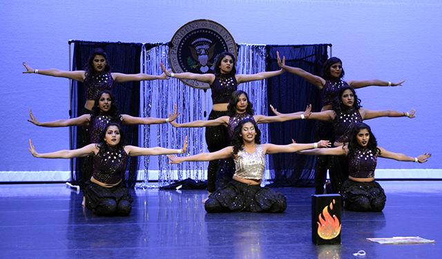 Members of the Temple University dance team Temple Agni perform in Oak City Revolution, a Bollywood Fusion dance competition held in Stewart Theatre at Talley Student Union on Saturday, April 2nd. Temple Agni took home first place in the competition.
